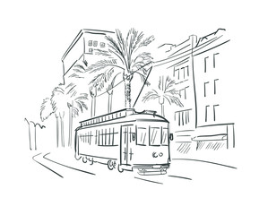 New Orleans Louisiana usa America vector sketch city illustration line art