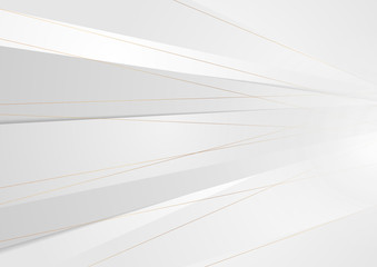 Grey and white corporate abstract background with golden bronze lines. Vector modern geometric design