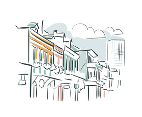 New Orleans Louisiana usa America vector sketch city illustration line art © CharlieNati