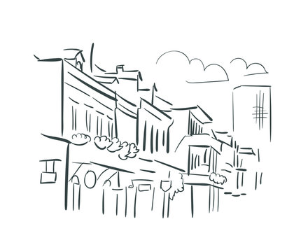 New Orleans Louisiana Usa America Vector Sketch City Illustration Line Art