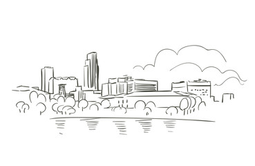 Omaha Nebraska usa America vector sketch city illustration line art - obrazy, fototapety, plakaty