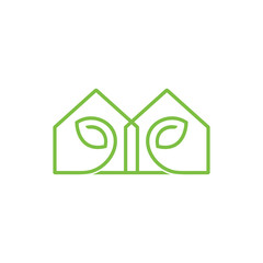 home leaf thin linear logo vector
