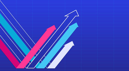 Rebound arrow group on a blue background. Vector illustration.