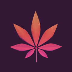 Cool Cannabis Leaf on Isolated Background. Gradient Low Poly Vector 3D Rendering