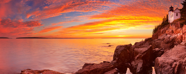 Bass Harbor Head Lighthouse, Acadia NP, Maine, USA at sunset - 305947679