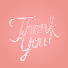 Romantic Thank You Card on Pink Background. Low Poly Valentines Vector 3D Rendering