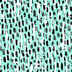 Abstract hand drawn brush strokes and paint splashes textures, seamless pattern