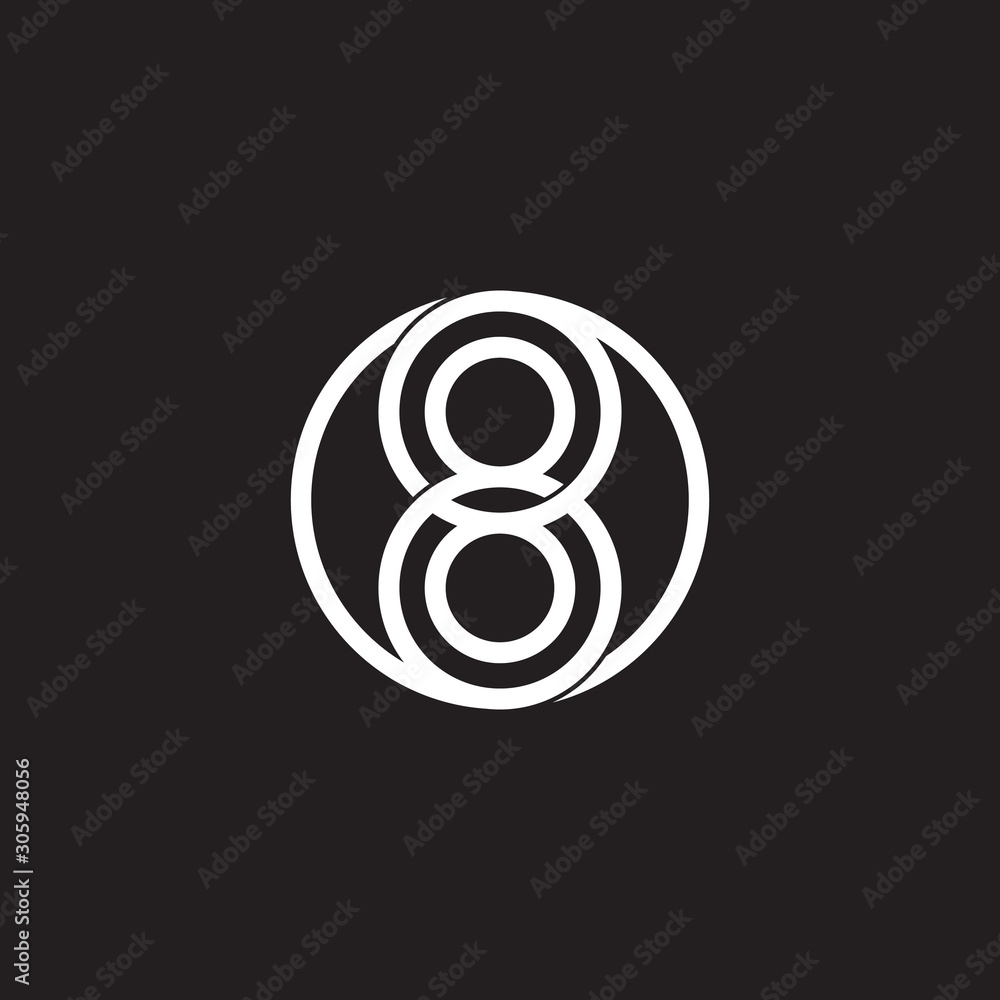 Poster number 8 linked overlapping circles logo vector