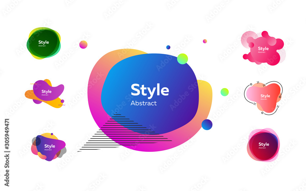 Poster abstract fluid modern graphic elements. dynamical colored forms and line. gradient banners with flow