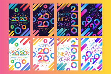 Collection 2020 Happy New Year Card Banner Set