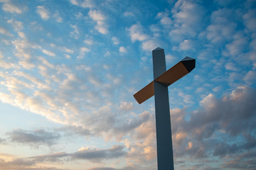 Large cross with blue evening sky
