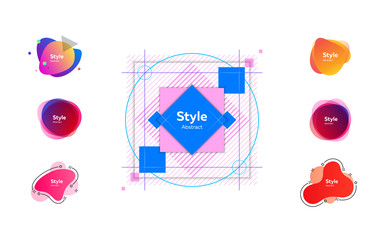 Bright multi-colored abstract forms. Dynamical colored forms and dots. Gradient banners with flowing liquid shapes. Template for design of website, leaflet, commercial. Vector illustration