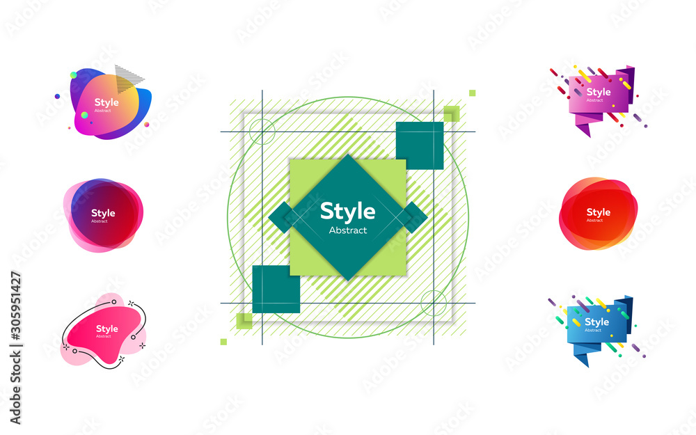 Poster collection of flowing liquid abstract shapes. dynamical colored forms. vector illustration. can be u
