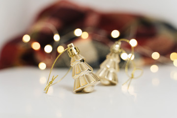 Small  Christmas tree decoration and lights
