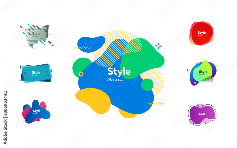 Aufkleber creative colorful abstract forms. dynamical colored forms. gradient banners with flowing liquid shap