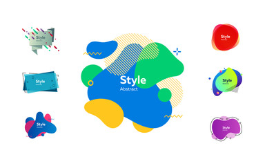 Creative colorful abstract forms. Dynamical colored forms. Gradient banners with flowing liquid shapes. Template for design of landing page, placard or presentation. Vector illustration