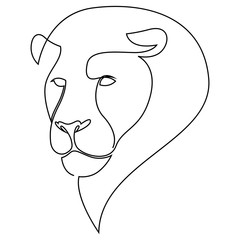 One line design silhouette of lion. Hand drawn minimalism style. Abstract lion vector illustration