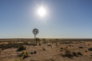 Pinwheel in a rural area in South Africa on a hot summer day
