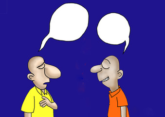 communication between two people. Cartoon illustration.