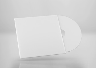 White CD-DVD Compact Disk Mockup, 3d Rendered on Light Gray Background