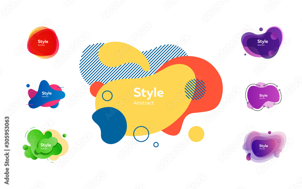 Poster fluid gradient shapes. dynamical colored forms. gradient banners with flowing liquid shapes. templat
