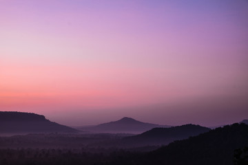 sunset in the mountains,phu phan,sakon nakhon province,thailand