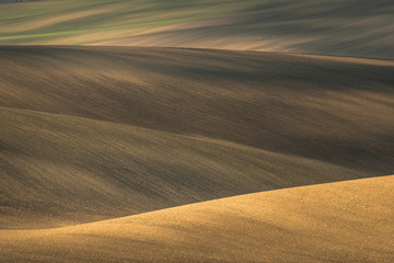 Moravian fields in autumn time. Rolling fileds in Czech Republic near Brno.