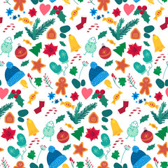 New year holiday items color seamless pattern