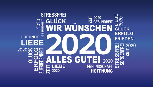 2020 - gute wünsche in blau weiss