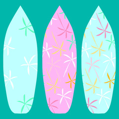 Surf board collection, surfboarding elements vector