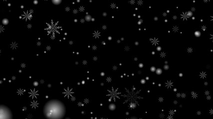 Falling snow animation on black background