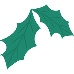Obraz premium New year holly leaves flat vector illustration