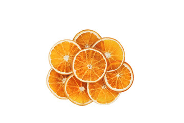 Dried orange slices isolated on white background