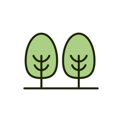 forest trees environment ecology line and fill