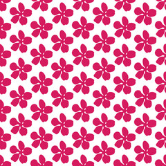 Red flower elements half drop repeat pattern