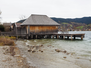 Fototapeta na wymiar Bootshaus am Tegernsee