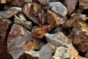limestone texture. pile of limestone. break the stone at the construction site