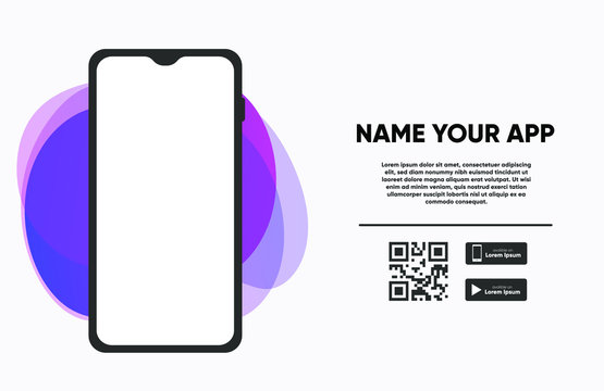 Download The App Banner With Phone And Screenshot Space. Vector Illustrator