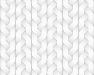 Vector seamless pattern of braided pigtail bands. White texture illustration.