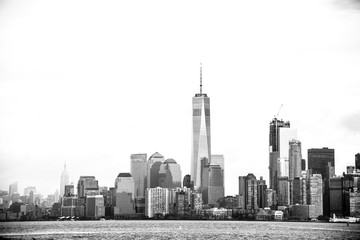 Fototapeta na wymiar New York Skyline in Black and white- Panoramic BNW Skyline