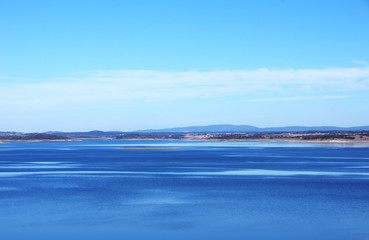 blue lake, alqueva landscape, south of Portugal