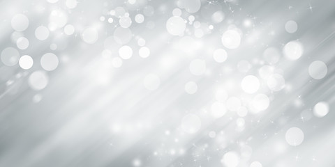 Obraz premium white and gray Christmas light with snowflake bokeh background, Winter backdrop wallpaper.