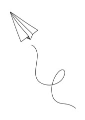 Paper airplane. Travel, route symbol. Set of vector illustration of hand drawn paper plane. Isolated. Outline. Hand drawn doodle airplane. Black linear paper plane icon. Illustration