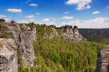 Fototapeta na wymiar Rock formations in the Saxon Switzerland region in Germany