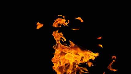 Fire flames on black background. fire on black background isolated. fire patterns