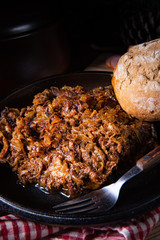 Polish bigos with sausage and dried plum