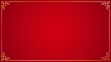 Oriental chinese border ornament on red background, vector illustration