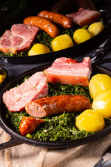 rustic kale with pinkel sausage and kassler