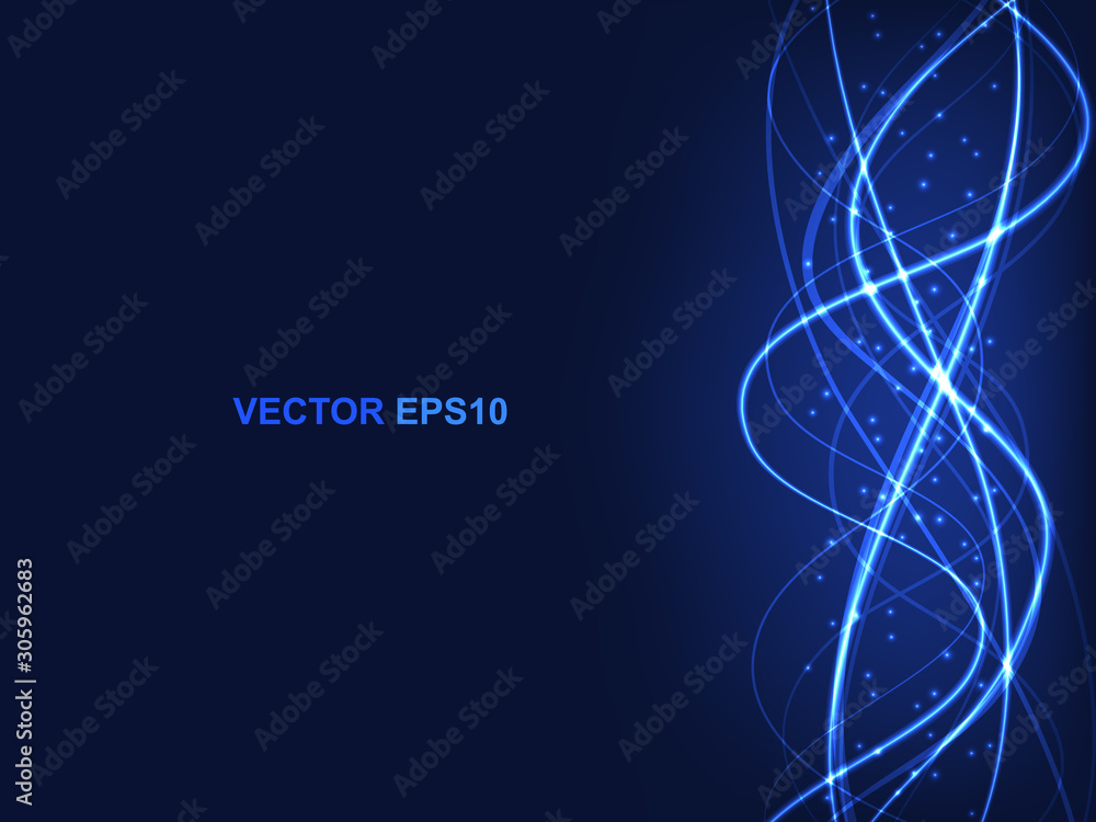 Poster futuristic modern hi-tech blue background. technology concept with translucent luminous lines and hi