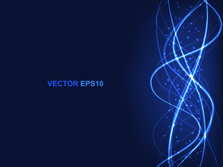 Futuristic modern hi-tech blue background. Technology concept with translucent luminous lines and highlights for digital technology, innovation medicine, and science. Vector illustration EPS10.